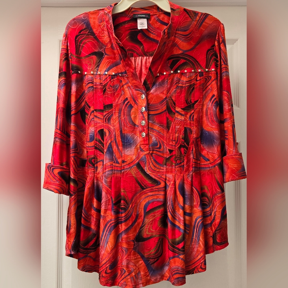 Cocomo Women's Pin Tucked and Pleated Blouse